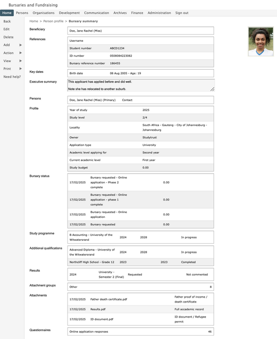 BursarySummary